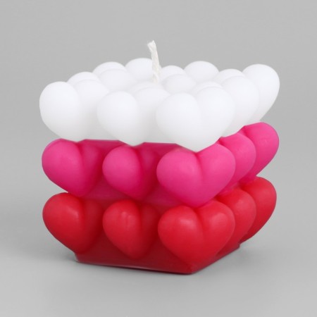 Figure candle "Babble Heart" 6 cm, white-pink-1