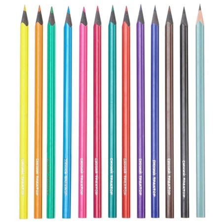 Colored pencils, 12 colors, trihedral, blue tractor-3