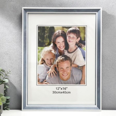 Photo frame plastic 30x40 cm "Gray wood with a double white frame" 43.4x33.4 cm