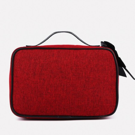 Cosmetic bag with a zipper, with a lining, burgundy color-1