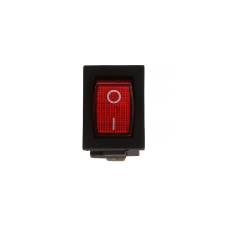 Red switch with backlight, 12 V, 15 A, 3 contacts, mini size-2