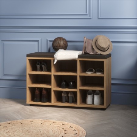 Shoe cabinet, 780 × 295 × 500 mm, color walnut Lyon / oak craft golden-7