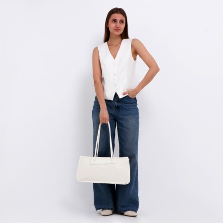 Bag Female Tout with zipper, white color-5