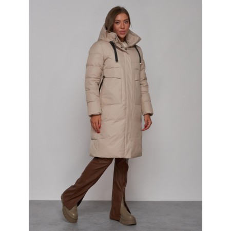 Coat insulated winter female, size 44, beige color-2