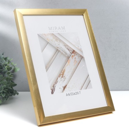 Photo frame Plastic "Mira" 21x29.7 cm, (A4) gold (plastic screen)-1