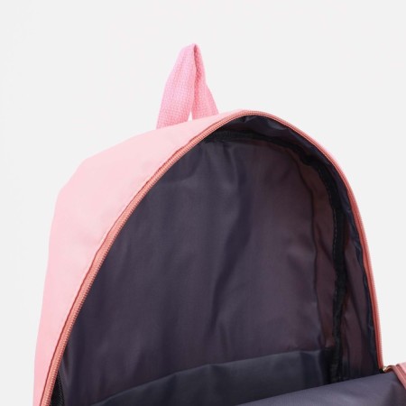 A backpack with a zipper, 3 outer pockets, pink color-3