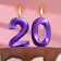 Candle in the cake jubilee "line" (set 2 in 1), number 20, purple metallic, 6.5 cm