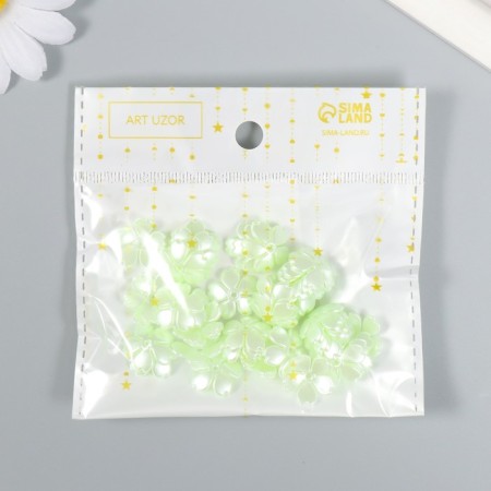 Beads for creativity plastic "Flower Pearl" set 40 pcs green 1.5x1.5 cm-4