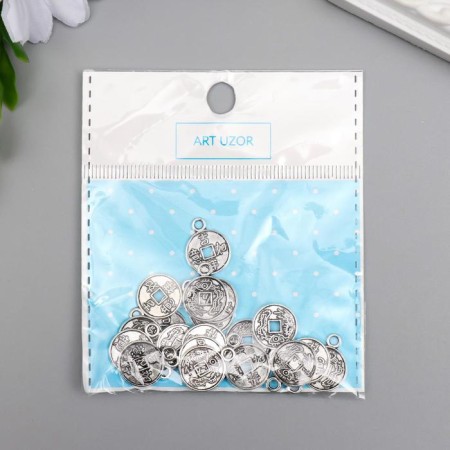 Decor for creativity Metal "Chinese Coin" silver 1.7x1.3 cm-3