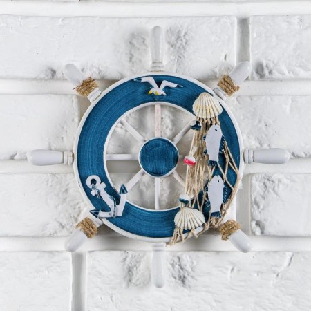 Interior decor "helm" on the wall, white-blue, 23 x 23 x 1.5 cm