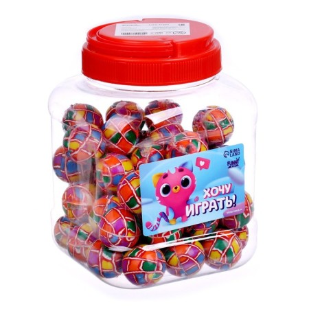 Rubber ball "I want to play", in a bank, 50 pcs-1