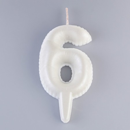 Candle in the Cake "Balls", number "6", pearl, 5.5 cm-2