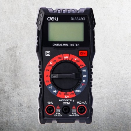 Multimeter Deli DL334301 102976, 0.0002 - 20 MOM, 0.02 - 10 A, 0.2 - 600 V