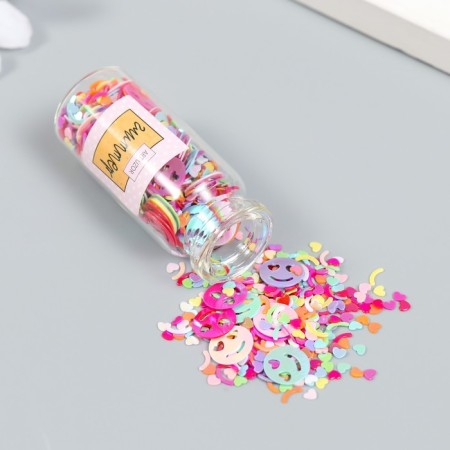 Glitter in the jar "Rainbow Smiley in love" set 6 grams 5x2x2 cm-1