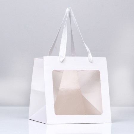 Crafts with a square bottom and window 20 x 20 x 20 cm white, 1pc