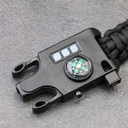 5B1 survival bracelet (paracord - 3 m, compass, whistle, fire, lantern), black-4
