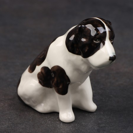 Porcelain figurine "Alabai Black-white", 10 cm, copyright painting