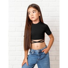 Top for a girl with short Generation sleeves, height 140 cm, black color