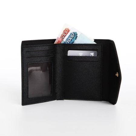 Women's wallet on the button, black color-4