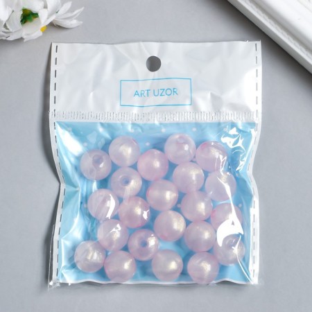 Plastic beads "Pale pink balls with sparkles" glow in the dark set of 20 g d = 1.2 cm-2