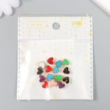 Beads for creativity plastic "heart" gold mix set 15 pcs 0.8x0.5x0.8 cm-2