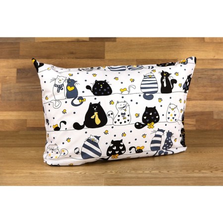 Pillowcase, size 50 × 70 cm, cat print, white color