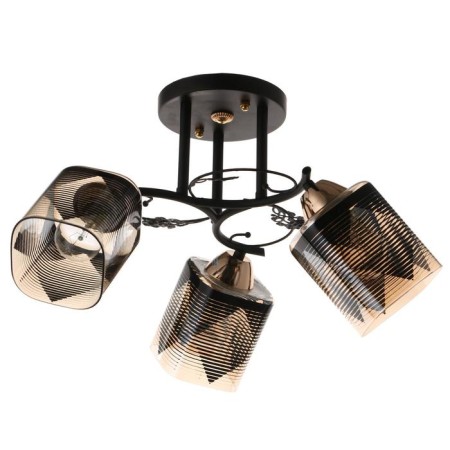 Chandelier 10101/3 3x60W E27, black/amber, 50x50x28 cm