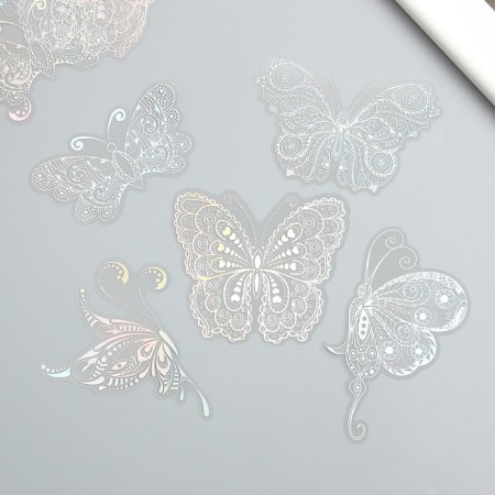 Stickers for creativity "Holography. Butterflies" d = 10 cm set 10 pcs 0.2x14x11 cm