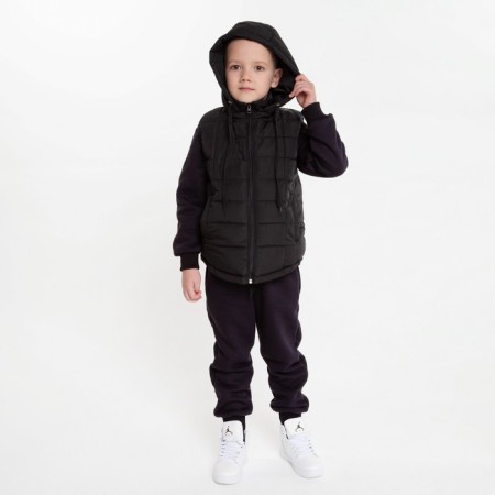 Children's vest, black color, height 116 cm-7