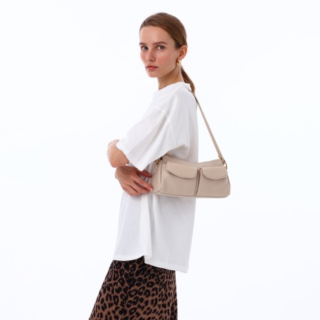 Female bag Textura, average size, beige color-8