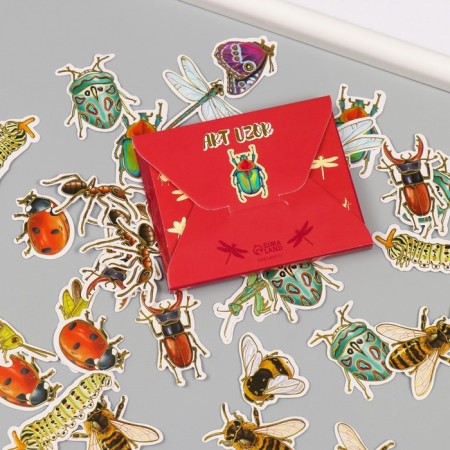 Stickers for creativity "insects" embossing gold set 48 pcs 9x7x0.8 cm-6