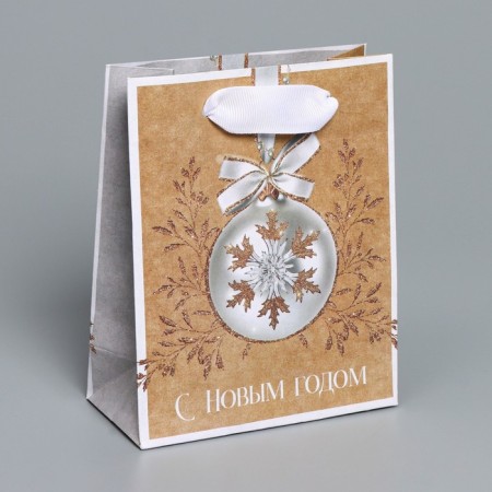 Craft vertical “Gold” package, S 12 x 15 x 5.5 cm, New Year-1