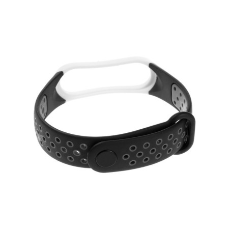 Mi Band 3/4 Luazon fitness bracelet strap, with perforation, black and white-2