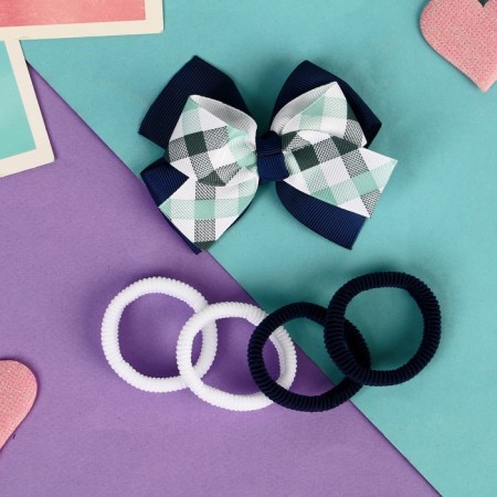 Hair set "Baby" (4 elastic bands, 1 clamp) blue-white-1