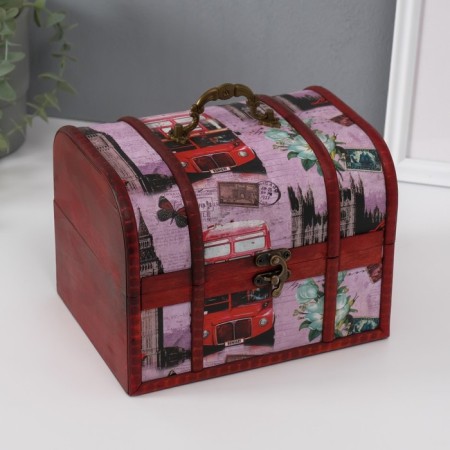 Casket wood chest "Traveling in Europe" 15x20x15 cm