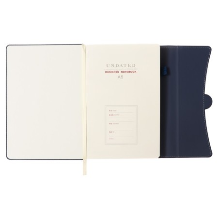 Organizer on Rings A6+, 80 sheets, leatherette, with a valve, a line, with a handle, in a gift box, blue-3