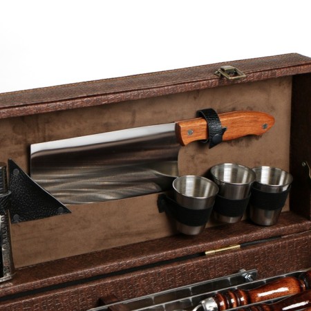 Set with skewers Gift "Elite-X" in a box from eco-leather No. 7-2