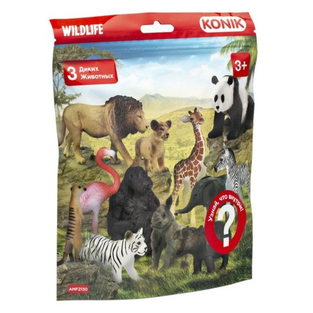 Set of figures Konik "Wild Animals", 3 pcs, mix