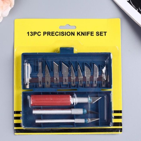 Tool for creativity Set 3 knife + 10 blades plastic, metal 2.5x23x19.5 cm