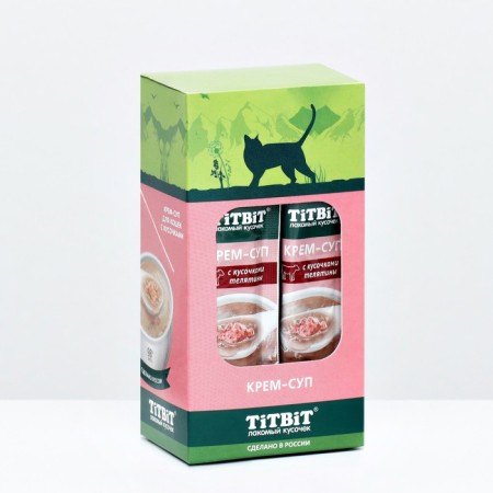 Titbit cream-cream for cats with pieces of veal, 10 g