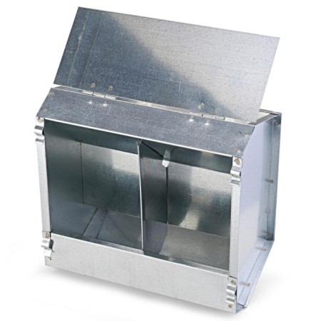 Bunker feeder for rabbits, 2 sections, with a lid, metal