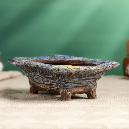 Pot - rectangular bonsire for cacti and succulents, 16.5x11.5x5cm-2