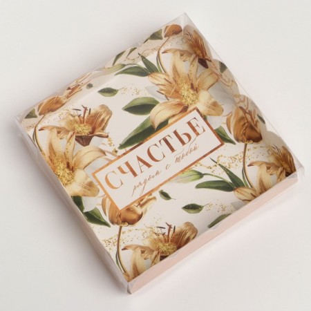 Bearbox, confectionery packaging with PVC lid, “Happiness next to you”, 13 x 13 x 3 cm-1