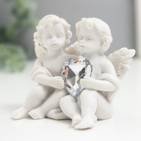 Souvenir Polystone "Angels with Crystal Heart" 6.5x7.5x5 cm mix-4