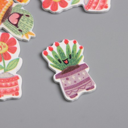 Decor for creativity tree "Funny plants in pots" set of 10 pcs 2.7x1.5 cm-1