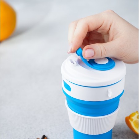 A folding cup with a lid "with you", 8.5 × 14 cm, 350 ml, color mix-6