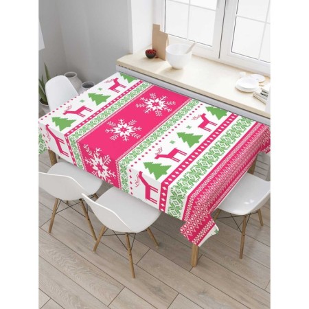 Tables on the table "Deer in snowflakes", rectangular, oxford, size 145x180 cm