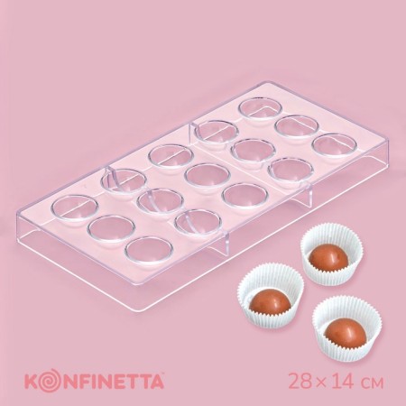 Konfinetta chocolate form "hemisphere", 28 × 14 cm, 15 cells, color transparent