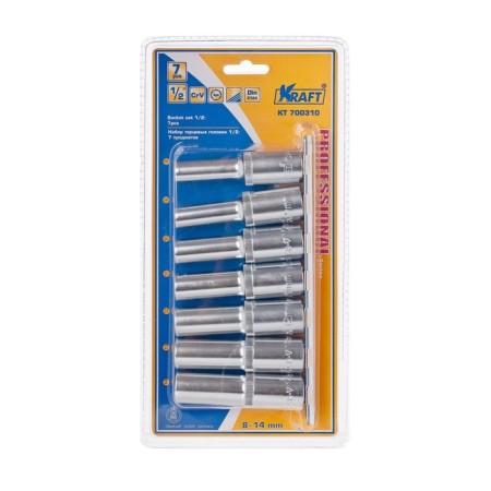 A set of end heads Kraft KT700310, High, 1/2 ", 6-Gr., 8-14 mm, 7 items
