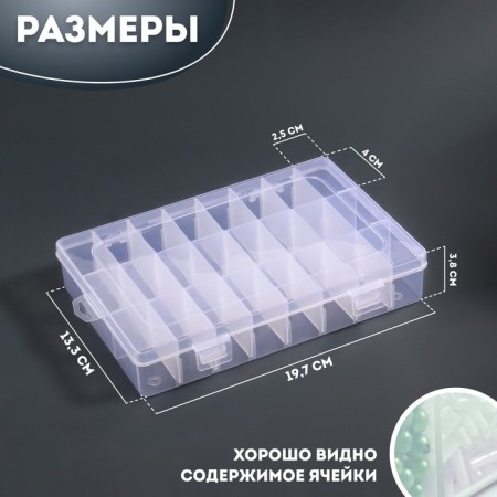 Organizer for decor, mobile cells, 24 cells, 19.7 × 13.3 × 3.5 cm, the color is transparent-1
